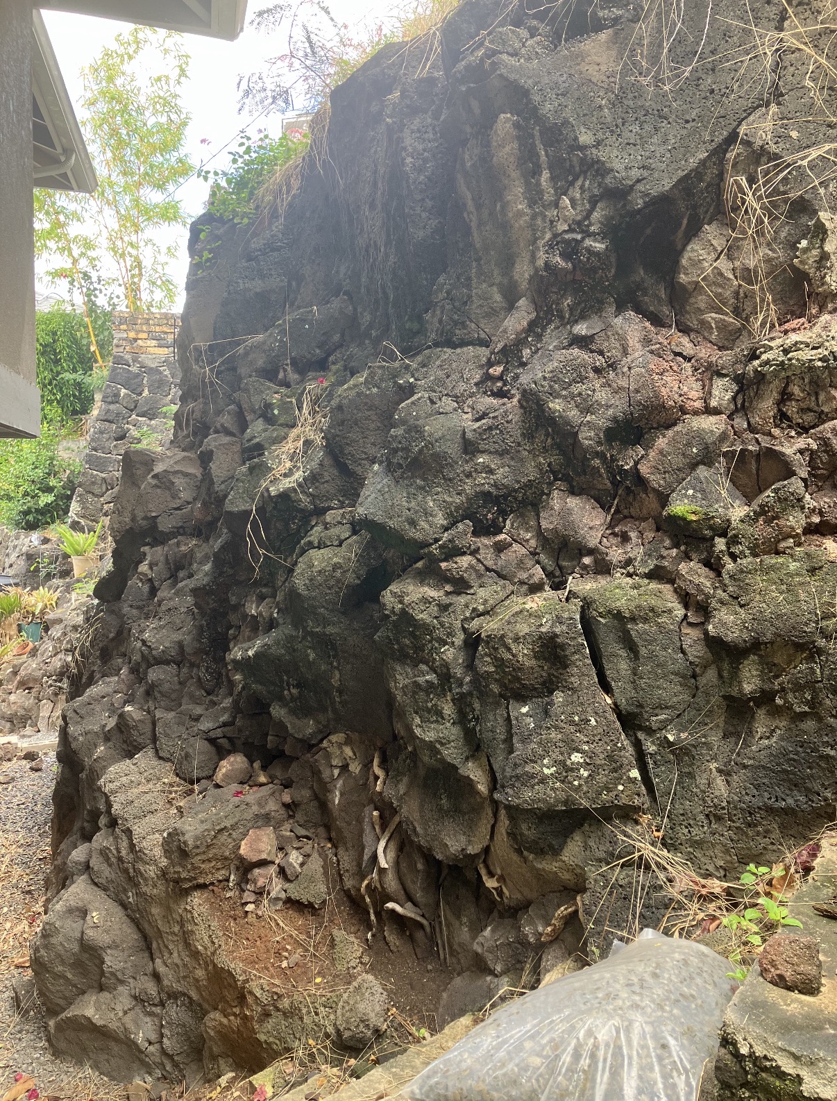 Natural rock hillside before shotcrete work in Pacific Heights